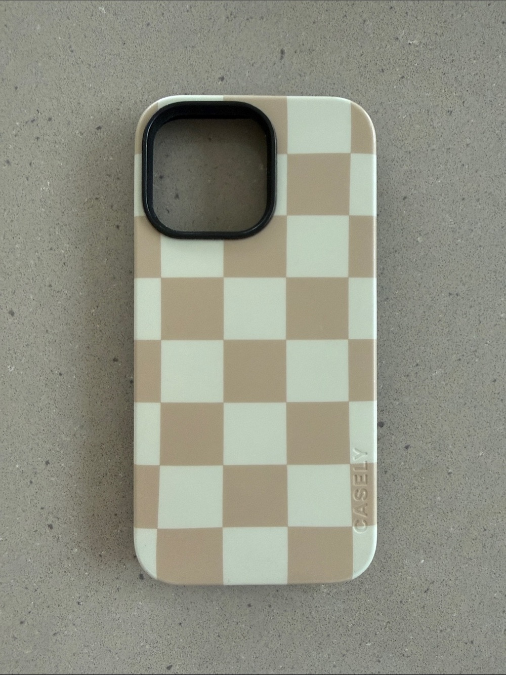 14 Pro Max Beige Checkerboard Phone Case - Protective